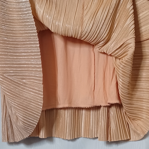 Anthropologie Maeve Ambra Pleated Pink Rose Metallic Midi Skirt. L - Picture 10 of 10